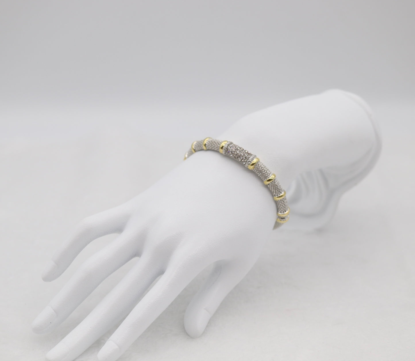 Two-Tone Pave Hinged Bangle Bracelet
