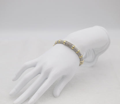 Two-Tone Pave Hinged Bangle Bracelet