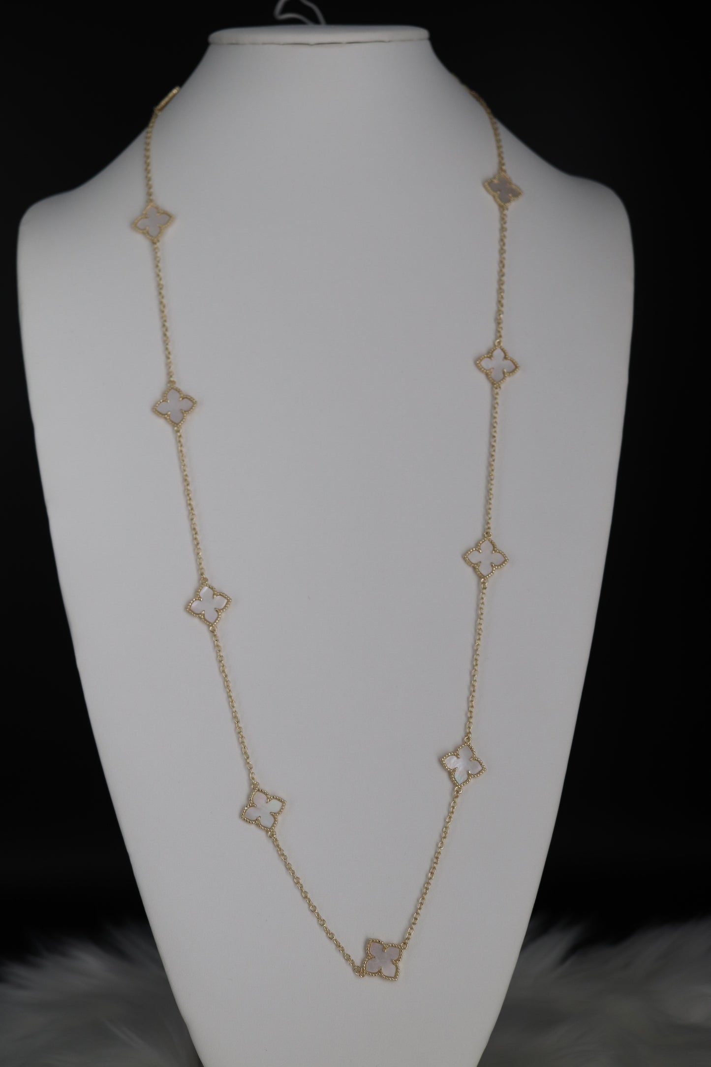 Long Necklace With Medium Size Clover Stations