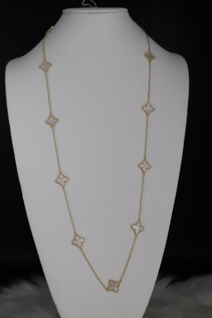 Long Necklace With Medium Size Clover Stations