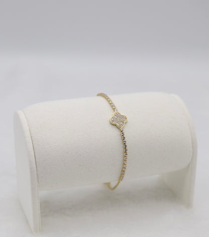 Gold Pave Clover Adjustable Bracelet