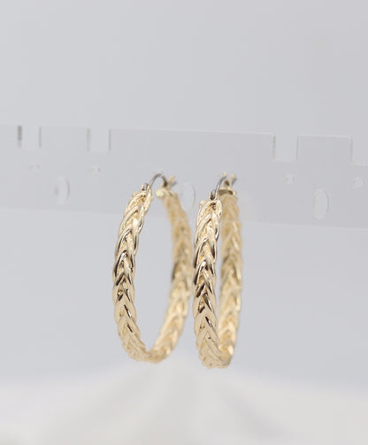 Braided Gold Hoop Earrings – Textured Twist Statement Hoops
