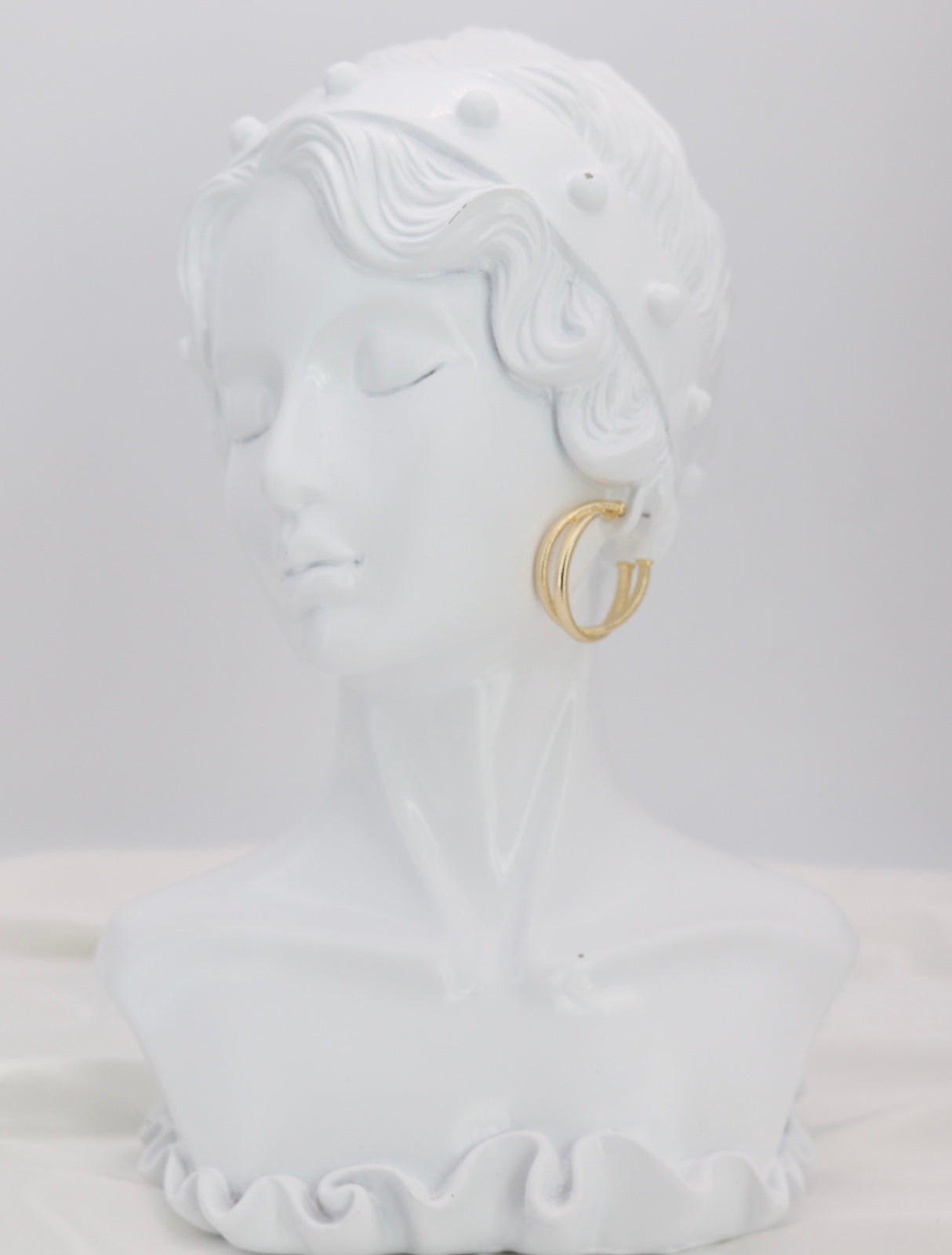 Layered Gold Hoop Earrings – Double Band Ribbed Hoops