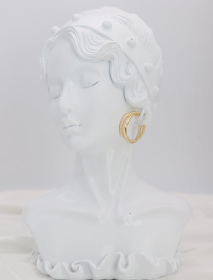 Layered Gold Hoop Earrings – Double Band Ribbed Hoops