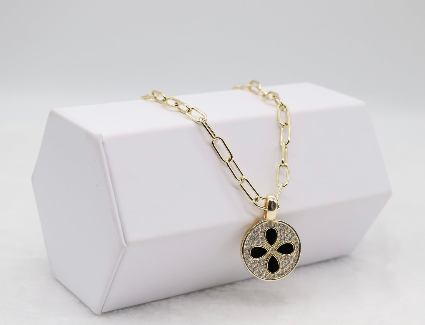 Gold Clover Medallion Pendant Necklace