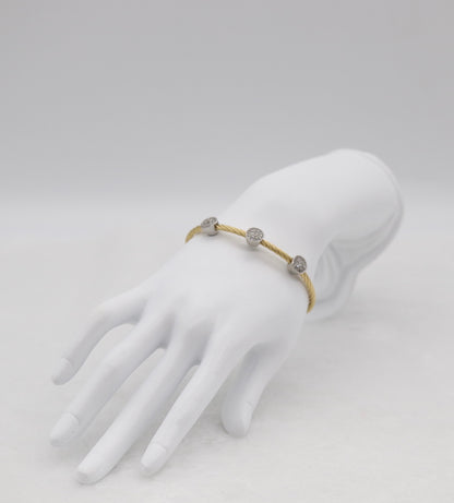 Gold Cable Bracelet with Sparkling Crystal Accents