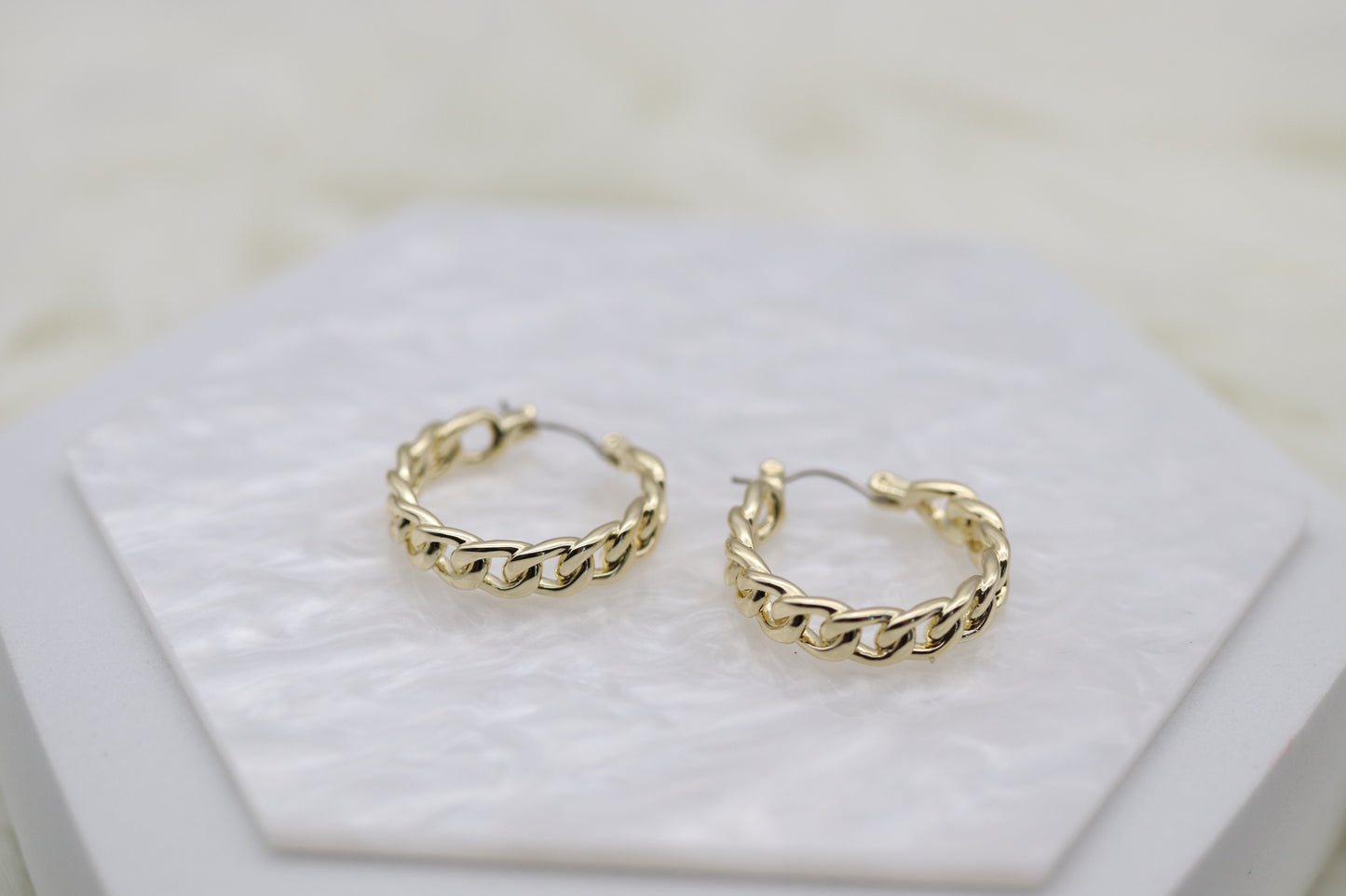 Gold Chain Link Huggie Earrings