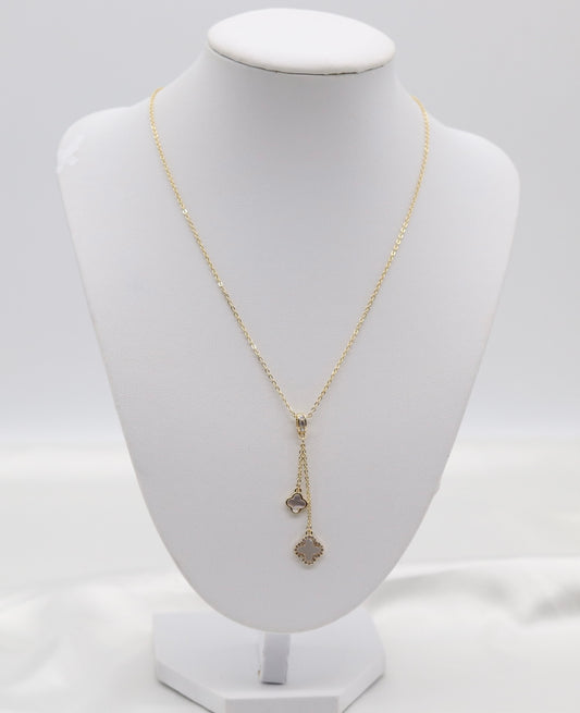Dainty Dangling Clover Pendants Gold Necklace