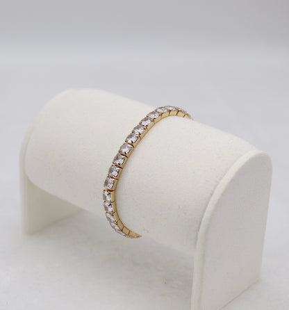 Gold CZ Stretch Tennis Bracelet