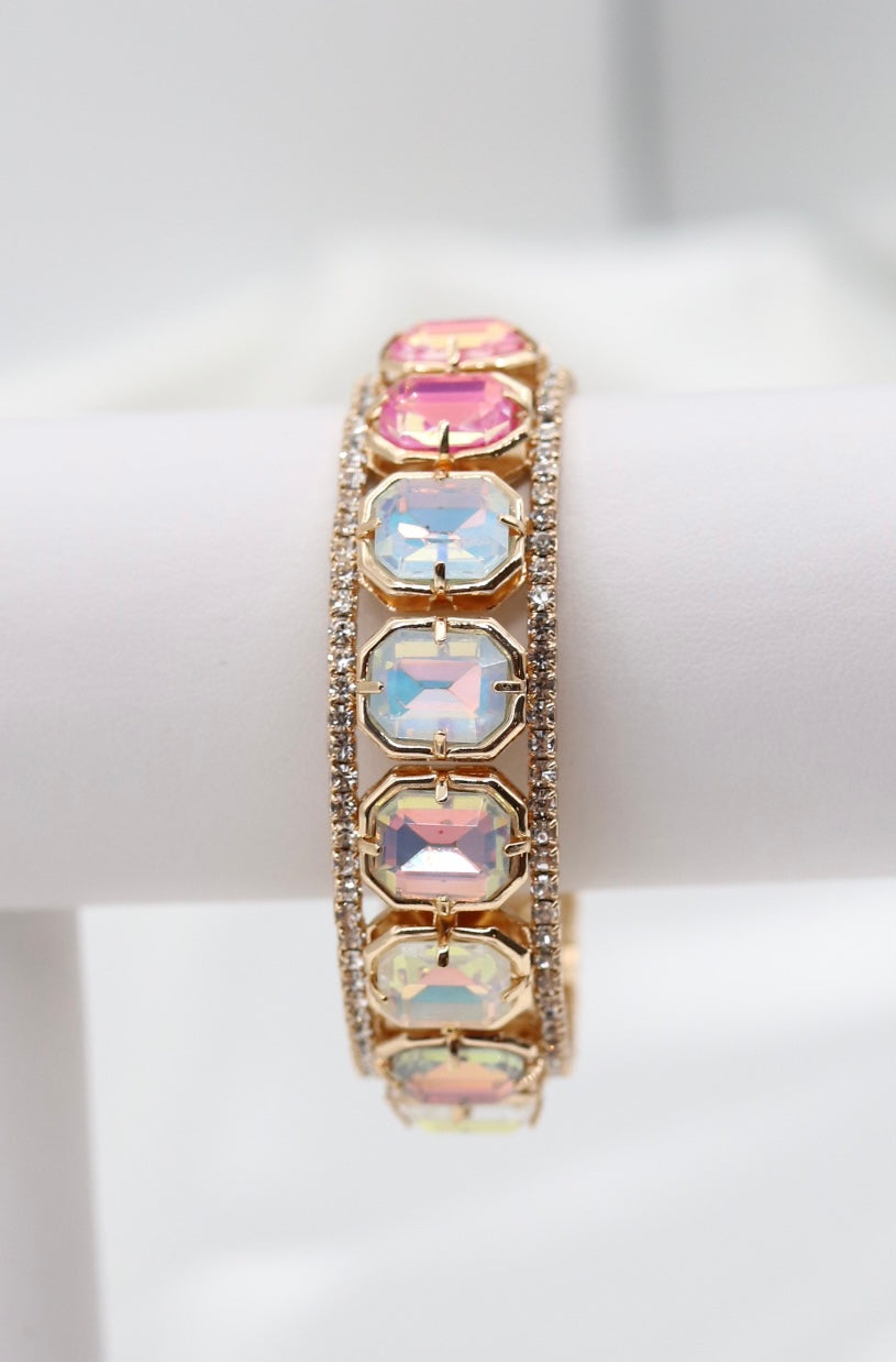 Pinkish Crystal Rhinestone Stretchable Bracelet