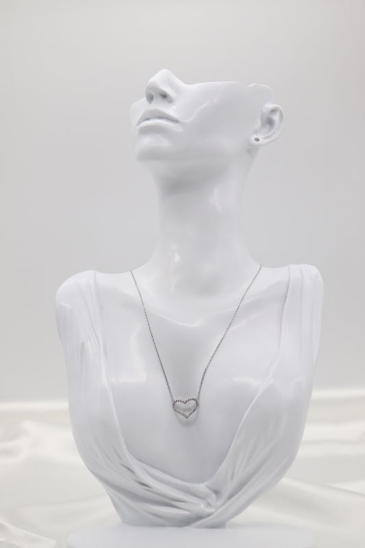Sterling Silver Diamond Heart Pendant Necklace