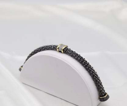 Black Metallic Mesh Single Station Bracelet