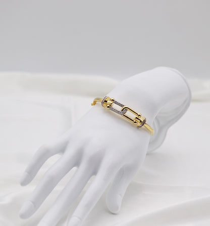 Gold Pavé Hardware Bangle Bracelet – Modern Chic Design