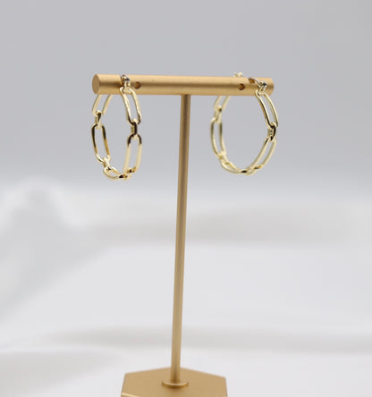 Gold Paperclip Hoop Earrings