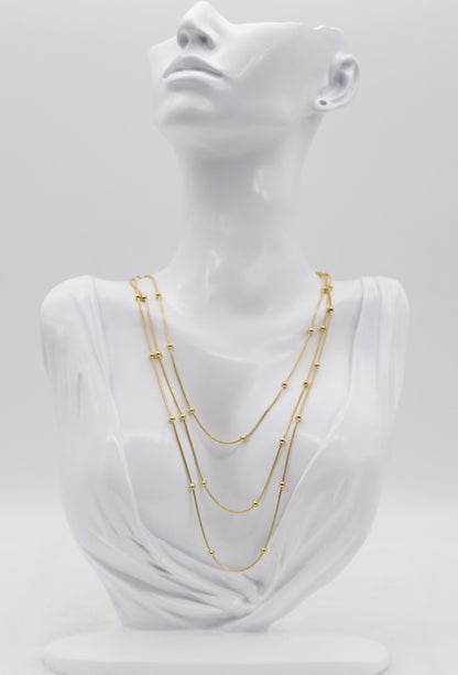Triple Layer Gold Bead Necklace