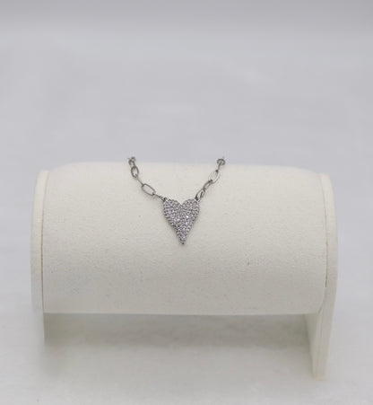 Silver Heart Necklace – Pave Crystal Heart Pendant