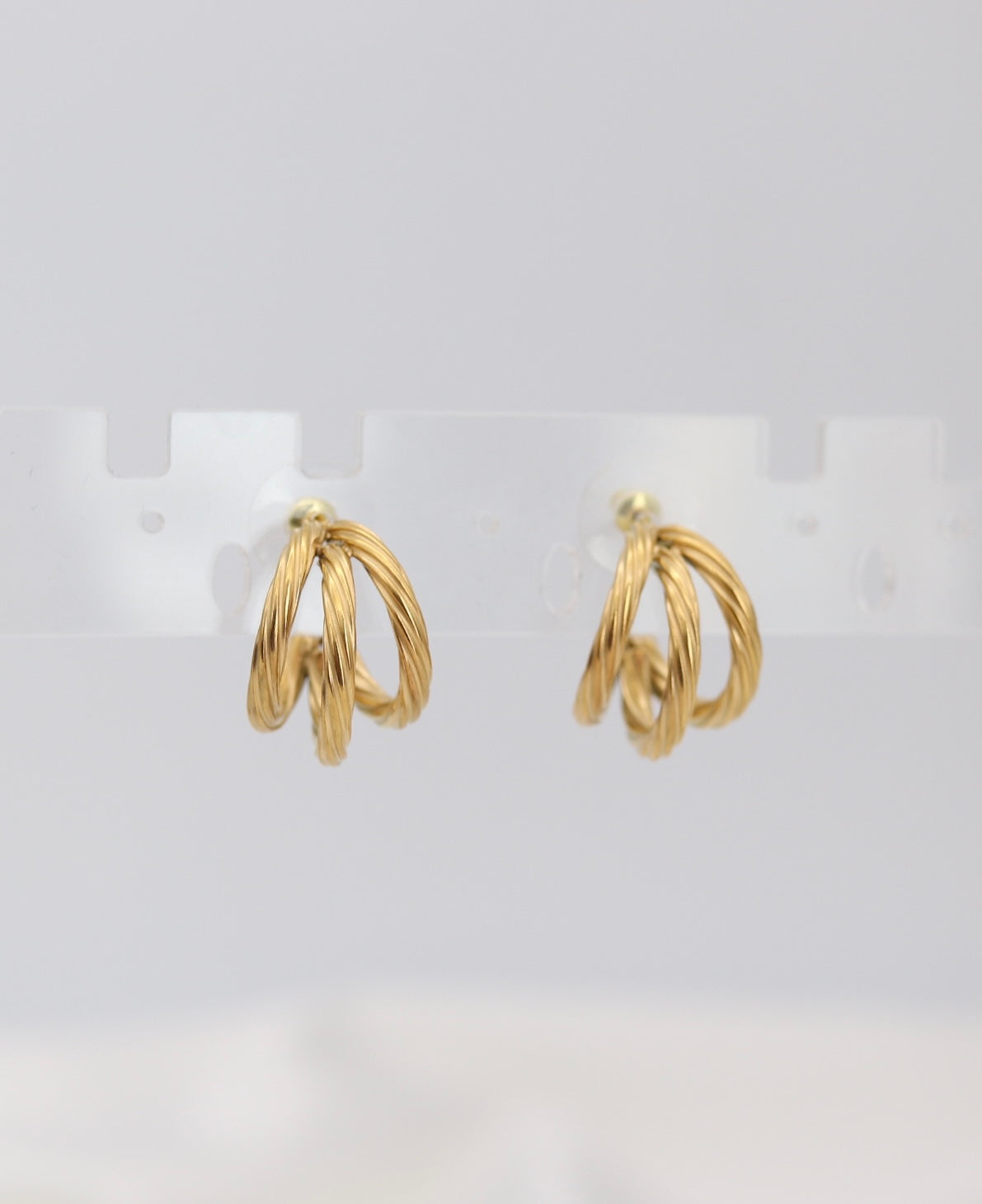 Triple Twist Gold Hoop Earrings – Layered Rope-Style Hoops