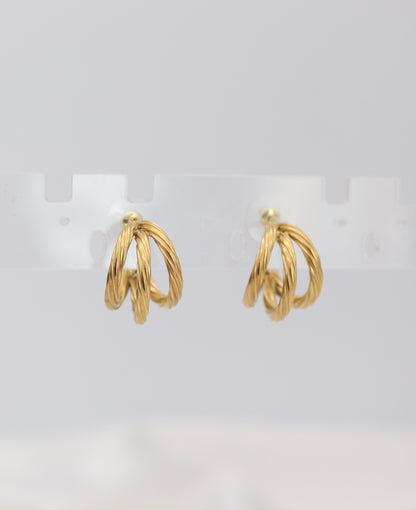 Triple Twist Gold Hoop Earrings – Layered Rope-Style Hoops