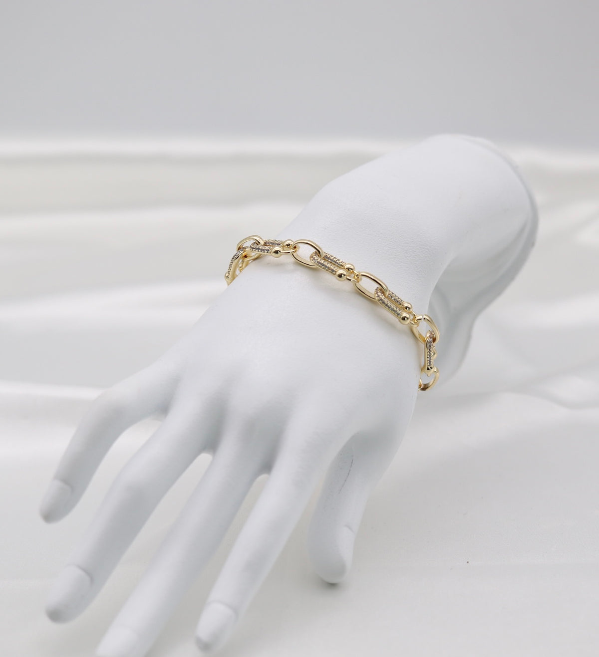 Gold Crystal Accent Link Bracelet