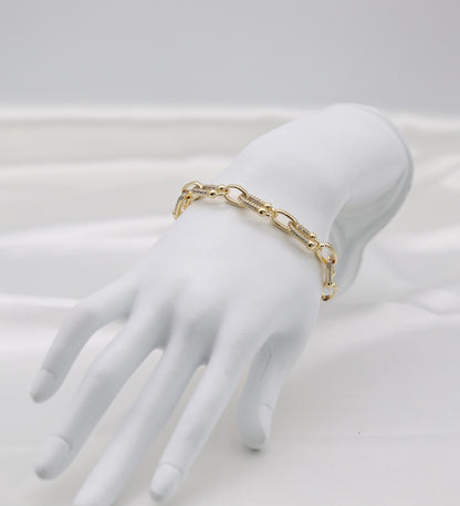 Gold Crystal Accent Link Bracelet