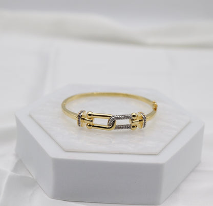 Gold Pavé Hardware Bangle Bracelet – Modern Chic Design