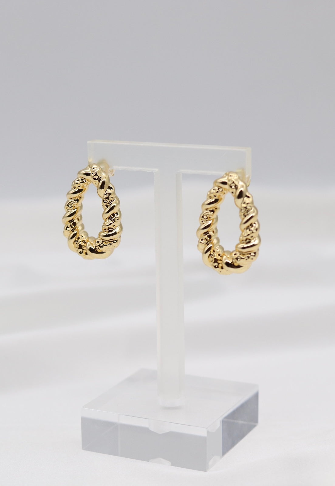Textured Twist Oval Hoop Earrings