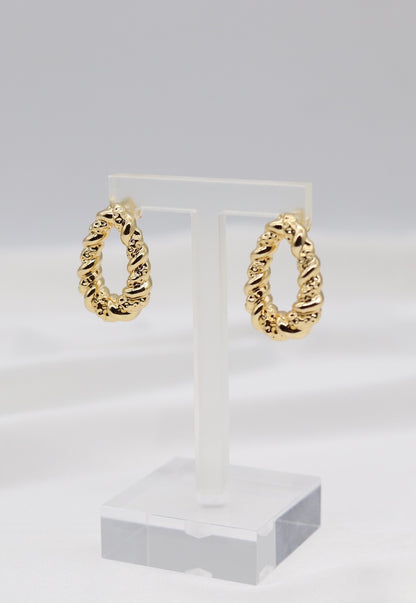 Textured Twist Oval Hoop Earrings