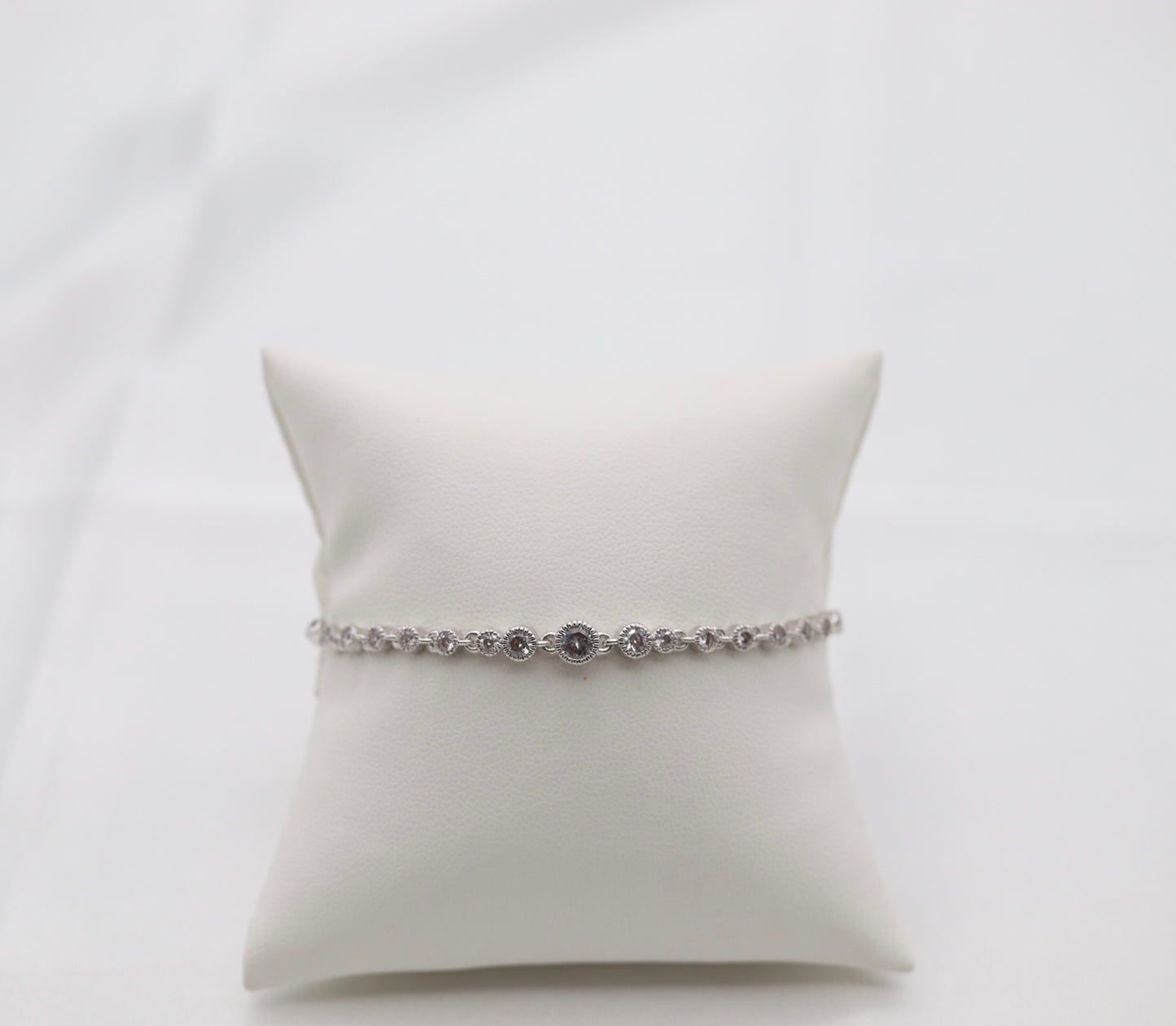 Round CZ Silver Tennis Bracelet