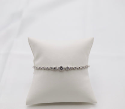 Round CZ Silver Tennis Bracelet