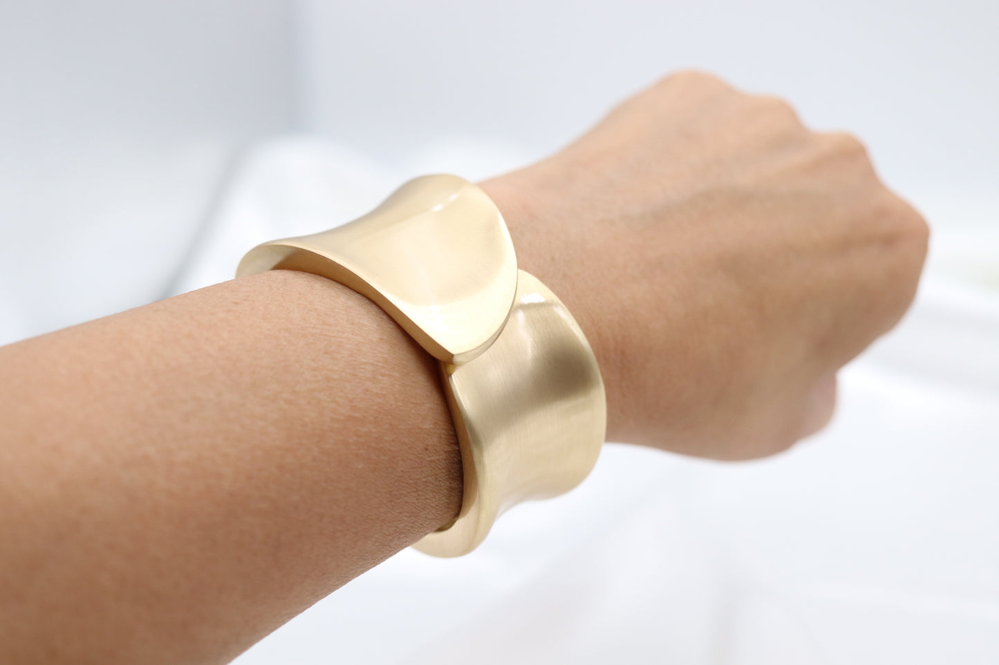 Chunky Matte Gold Cuff Hinged Bracelet