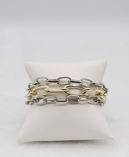 Chunky Two-Tone Chain Link Bracelet in Gold and Silver
