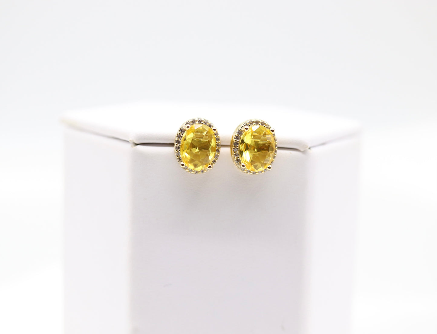 Citrine Cubic Zirconia Gold Post Style Earrings