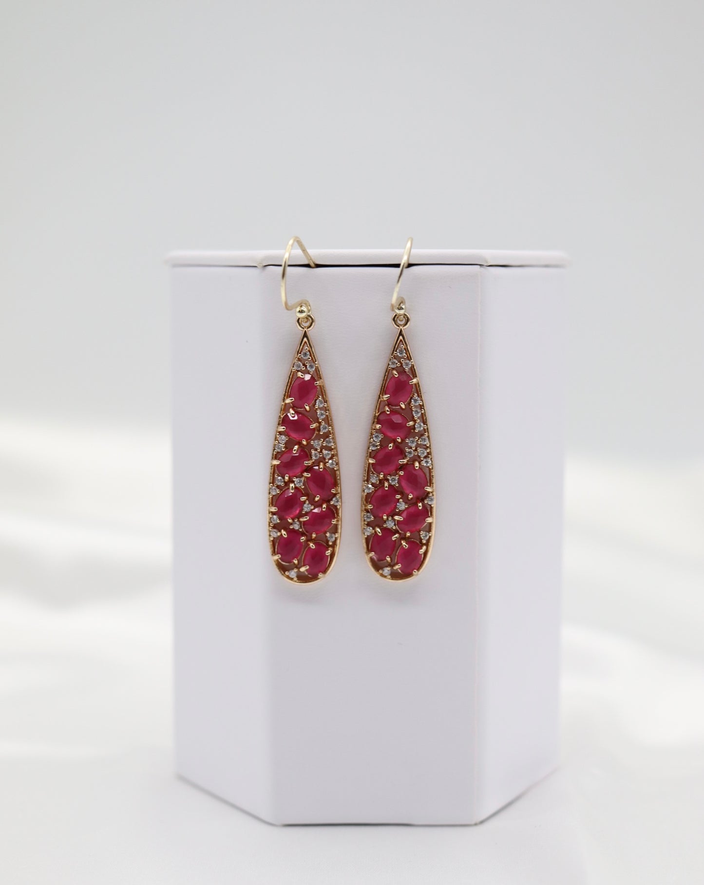 Gold Trim Tourmaline Bezel Set Teardrop Earrings