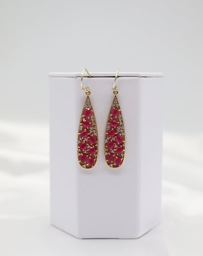 Gold Trim Tourmaline Bezel Set Teardrop Earrings