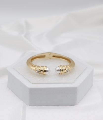 Classic Pearl and Gold Cuff Bracelet