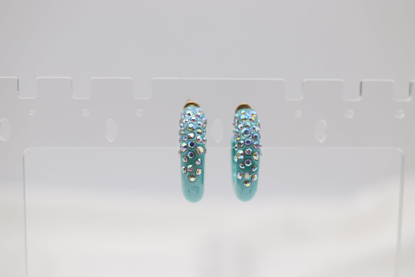 Aqua Green Round Shiny Color Coating Hoop Earring