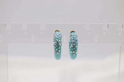 Aqua Green Round Shiny Color Coating Hoop Earring