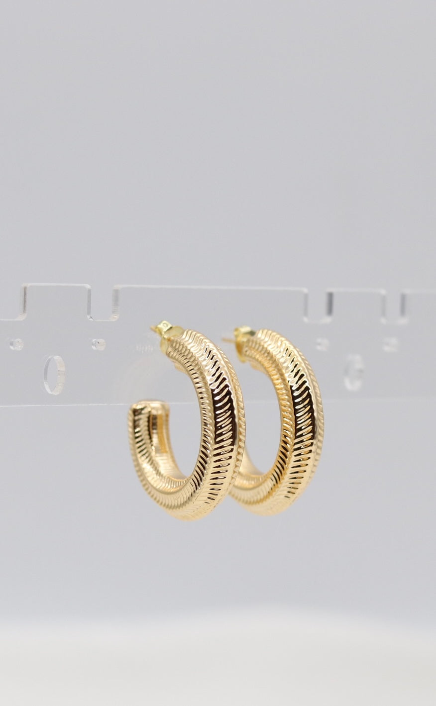 Etched Horizon Gold Hoop Earrings