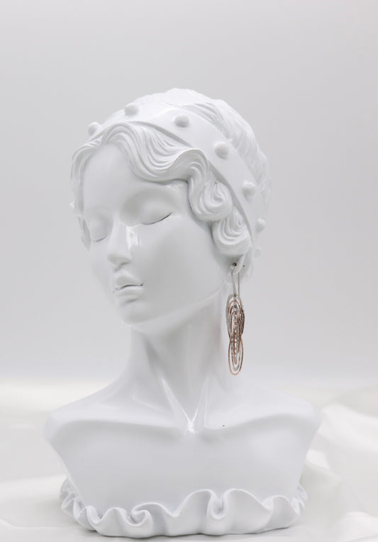 Italian Style Mixed Metal Oval Hoop Drop Earrings
(Sterling Earrings)