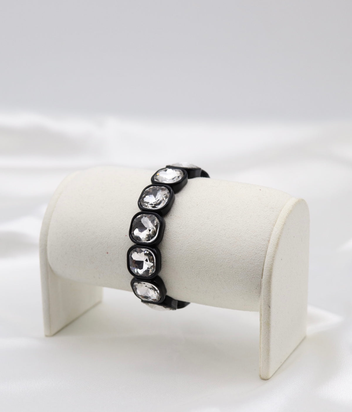 Black Crystal Stretch Statement Bracelet