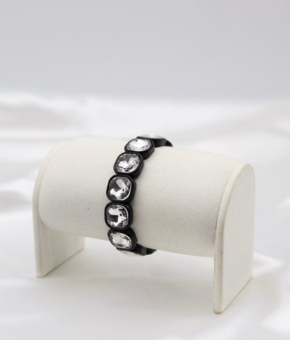 Black Crystal Stretch Statement Bracelet