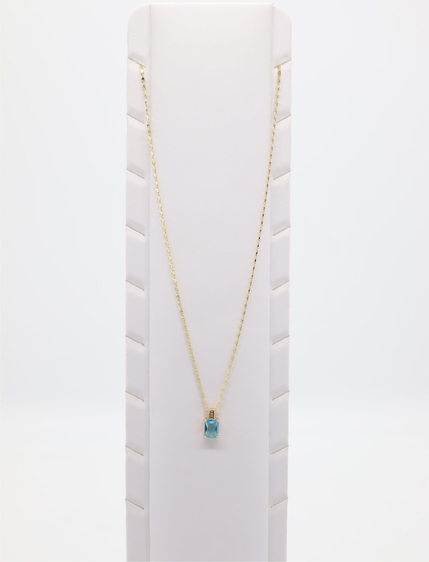 Sequin Chain Necklace With Light Blue Zircon Gemstone Pendant