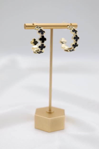 Black Clover Gold Hoop Earrings