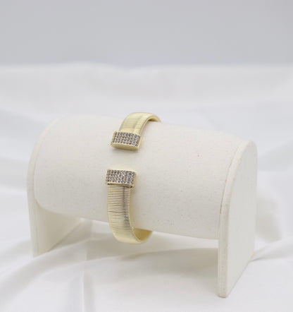 Gold Tubogas Pavé Open Cuff Bracelet