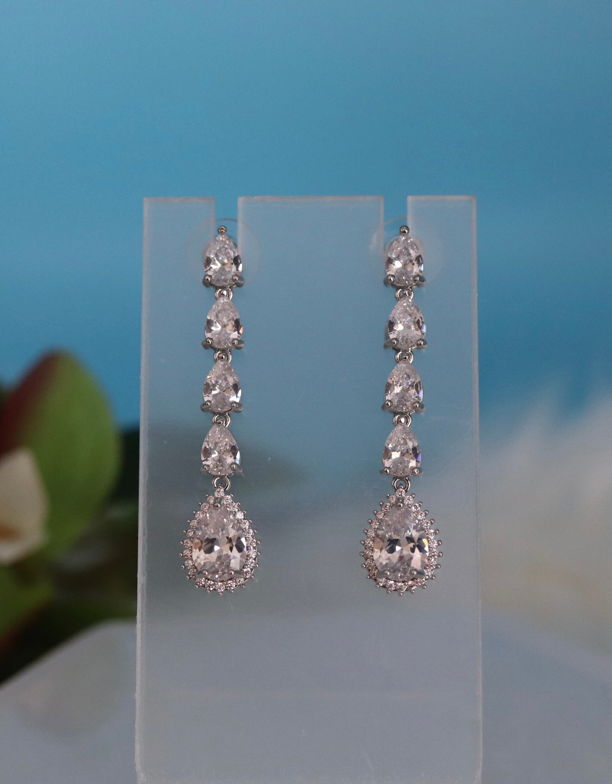 Pear Shaped CZ Dangling Earrings