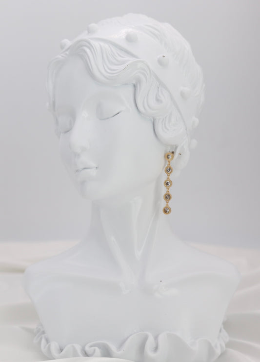 Golden Halo Crystal Drop Earrings – Multi-Stone Dangle Design