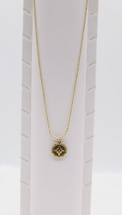 Gold Compass Star Necklace – Dainty North Star Pendant