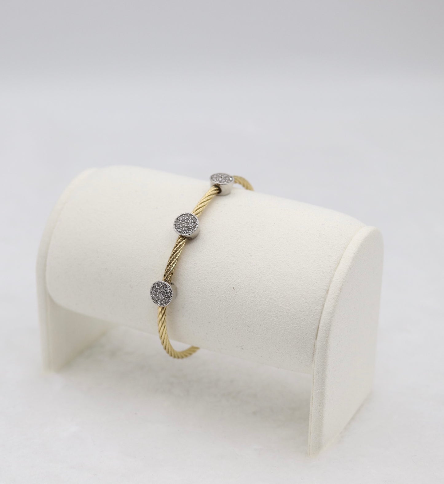 Gold Cable Bracelet with Sparkling Crystal Accents