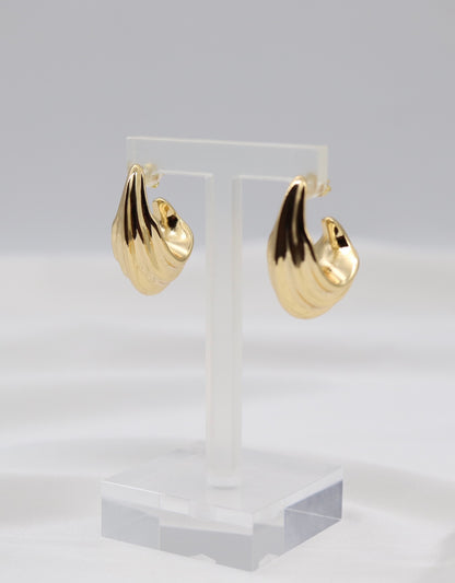 Golden Wave Huggie Hoops