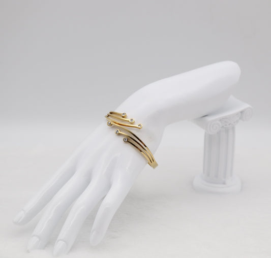 Gold Swirl Crystal Bangle Bracelet – Modern Artistic Jewelry for Women
